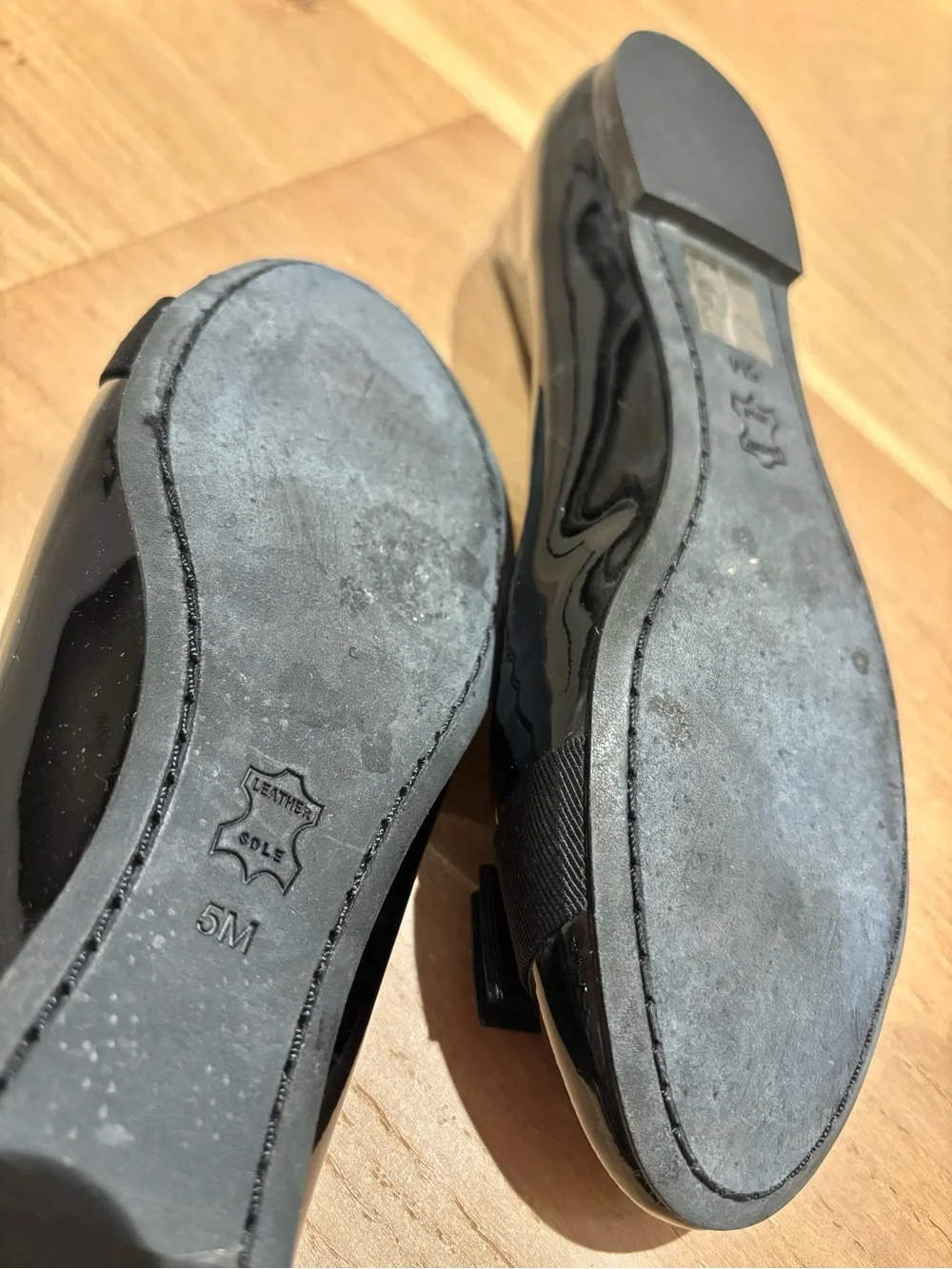 Tory Burch Black Patent Bow Flats with Gold Logo
